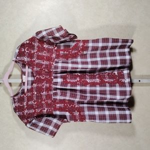 Chic Burgundy Plaid Women's Blouse